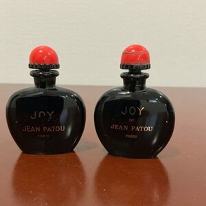 Vintage Perfume JOY by Jean Patou 7ml  Black Glass Red Top Lot Of 2 EMPTY
